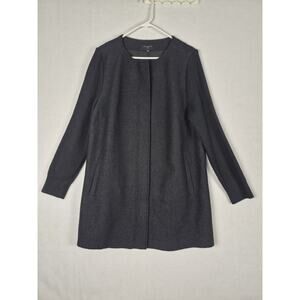 Talbots Plus 1X Wool Blend Mid Length Coat Black Knit Sleeves Zip Front NWT